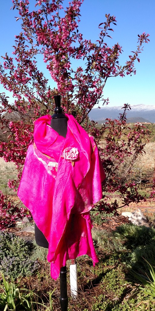 Shocking Pink and Green Collage Shawl